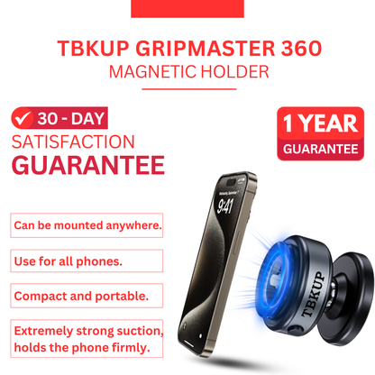 TBKUP® GripMaster Pro 360 Magnetic Holder New 2024 - For Car, Home, Gym.